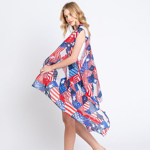 Lightweight American Flag Printed Kimono - 6 Styles Available, Limited Quantities!