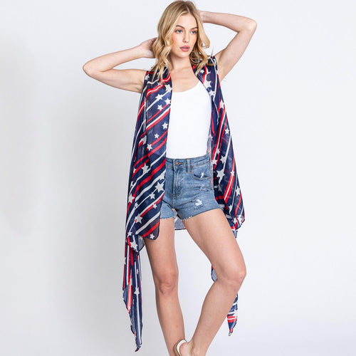 Lightweight American Flag Printed Kimono - 6 Styles Available, Limited Quantities!