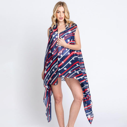 Lightweight American Flag Printed Kimono - 6 Styles Available, Limited Quantities!