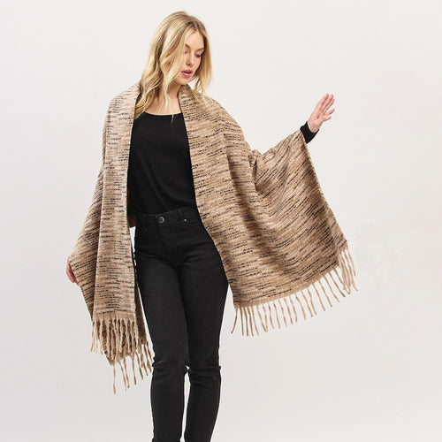 Multi-Tone Soft Knit Scarf with Fringe – One Size