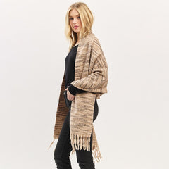 Multi-Tone Soft Knit Scarf with Fringe – One Size