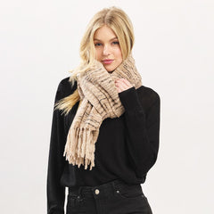 Multi-Tone Soft Knit Scarf with Fringe – One Size