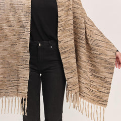 Multi-Tone Soft Knit Scarf with Fringe – One Size
