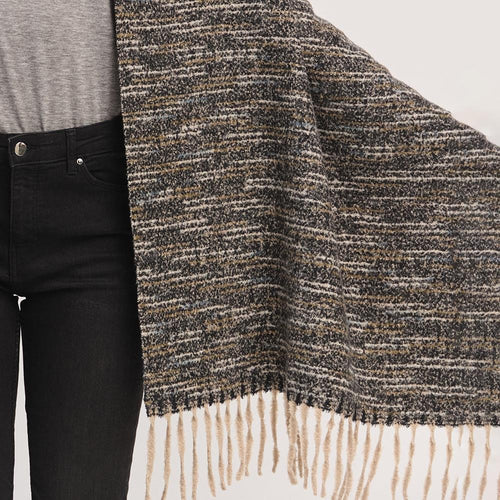 Multi-Tone Soft Knit Scarf with Fringe – One Size