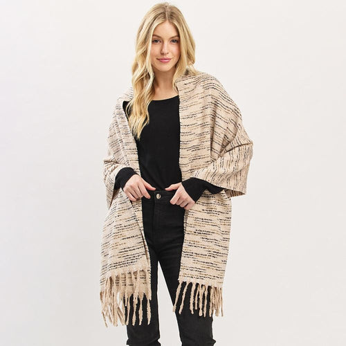 Multi-Tone Soft Knit Scarf with Fringe – One Size