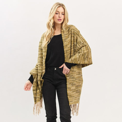 Multi-Tone Soft Knit Scarf with Fringe – One Size