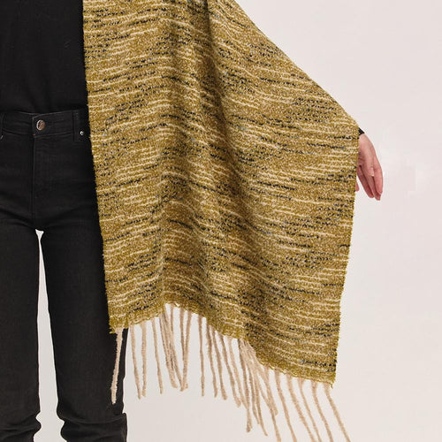 Multi-Tone Soft Knit Scarf with Fringe – One Size