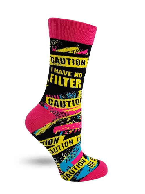 Caution: I Have No Filter" Crew Socks | Sassy Sanctuary Style