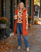 Harlow Long Puffer Vest – Pumpkin