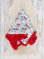 Winter Wonderland Train Ruffle Blanket – Holiday Cozy Throw