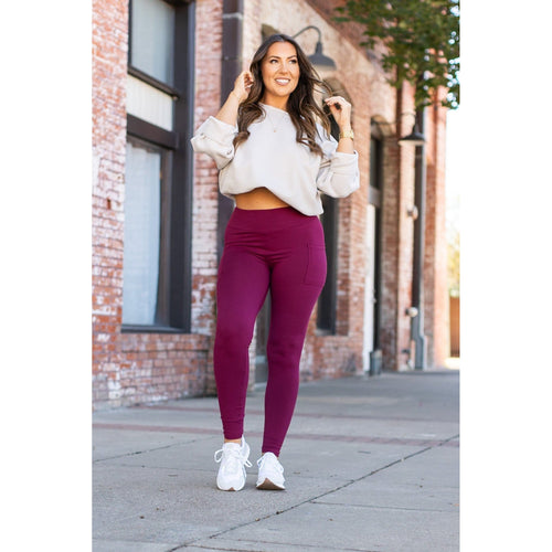 PreOrder | Maroon Full Length Leggings with Pocket  - Luxe Leggings by Julia Rose®