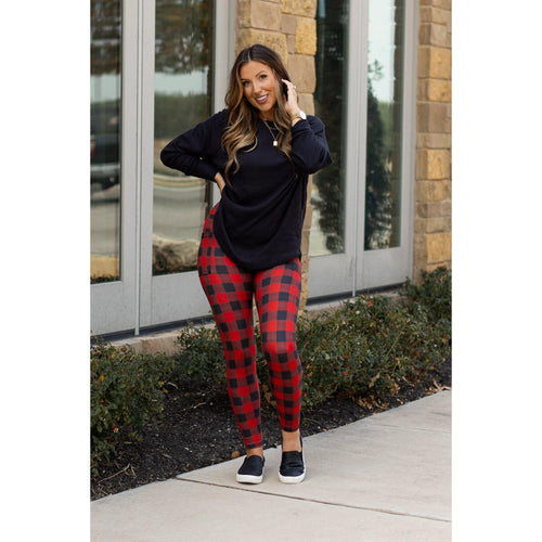 Ready to Ship  |  Red & Black Plaid Leggings -  - Luxe Leggings by Julia Rose®