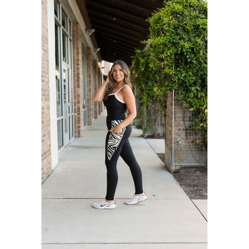 Ready to Ship | The Zola - Zebra Print Panel Leggings