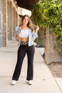 PreOrder | The Kristen - Leopard Fold Over Bootcut Leggings