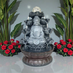 Buddha Serenity Tabletop Water Fountain with Lighted Crystal Orb