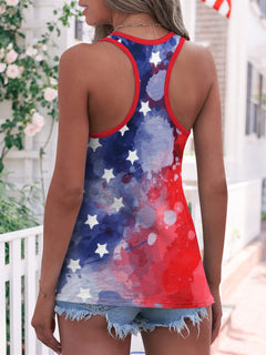 Patriotic Red, White, and Blue Tie-Dye Scoop Neck Tank - Small to XL