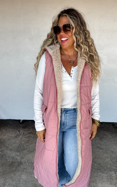 PREORDER- REVERSIBLE SHERPA PUFFER VEST
