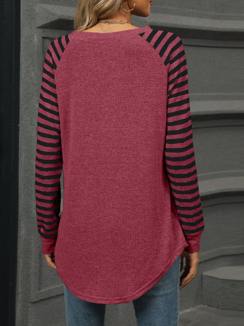 Striped Round Neck Long Sleeve T-Shirt – Classic Comfort in 6 Stunning Colors