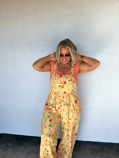 PREORDER- SPRING FLORAL KARLI BOHO OVERALLS