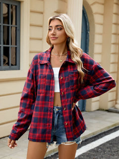 Plaid Collared Neck Long Sleeve Shirt | Fall Fashion Must-Have | Sizes Small through 2XL | 8 Fun Colors