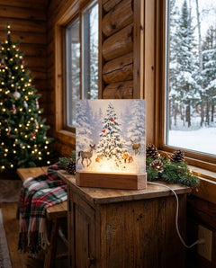 Woodland Christmas LED Nightlight | Snowy Tree & Forest Animals