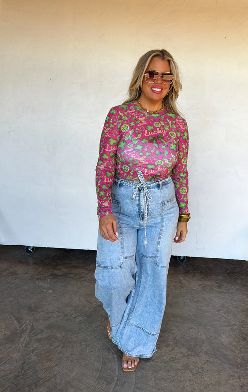 Lucky Girl Dress It Up Mesh Top