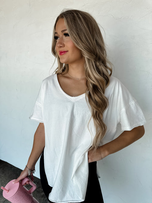 PREORDER- JOEY VNECK WASHED COTTON BOYFRIEND TEE