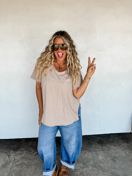 PREORDER- JOEY VNECK WASHED COTTON BOYFRIEND TEE