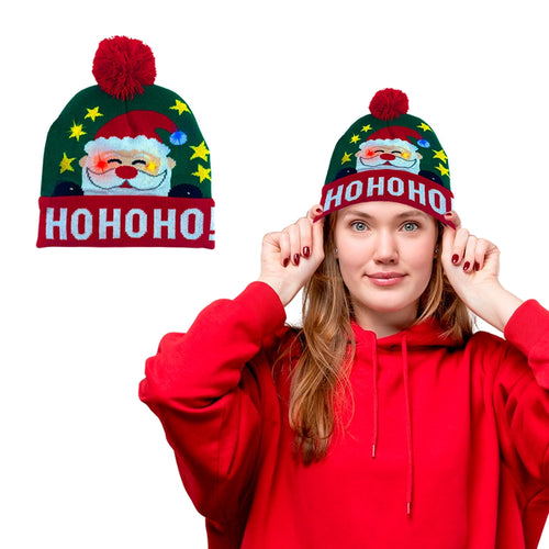 Holiday LED Pom Pom Beanie – Light Up the Season in Comfort and Cheer