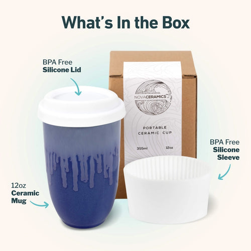 Neptune Ceramic Travel Mug – 12oz with Lid & Sleeve