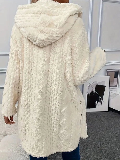 Back view of teddy coat with hood