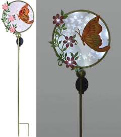 Peach Glow Butterfly Solar Garden Stake