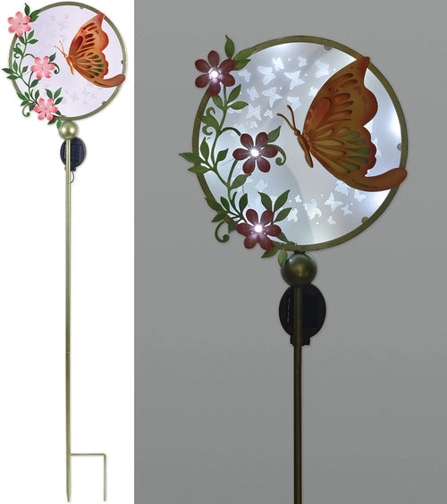 Peach Glow Butterfly Solar Garden Stake