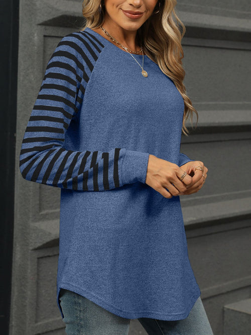 Striped Round Neck Long Sleeve T-Shirt – Classic Comfort in 6 Stunning Colors