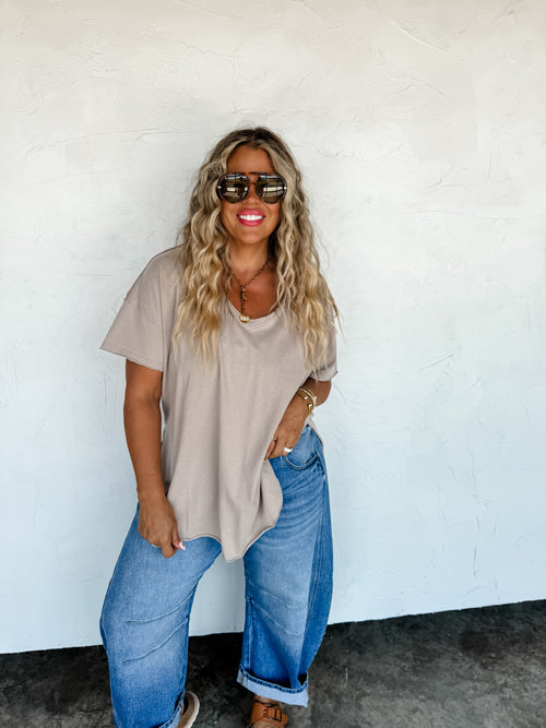 PREORDER- JOEY VNECK WASHED COTTON BOYFRIEND TEE