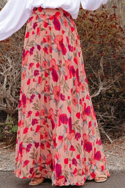 Pink Floral Printed Maxi Skirt: Effortless Elegance for Every Occasion