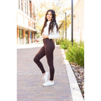 Ready to Ship | The Belle - Brown FLEECE Full Length Leggings with Pockets*