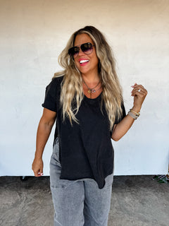 PREORDER- JOEY VNECK WASHED COTTON BOYFRIEND TEE