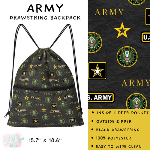 Batch #276 - Fanny Packs & Drawstring Backpacks - Closes 1/24 - ETA late March - Army Drawstring Backpack