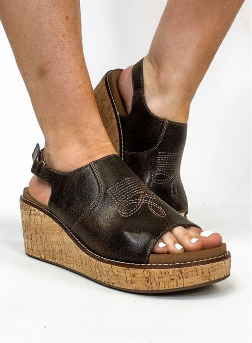 Most Wanted Espresso Crinkle Corkys Sandals