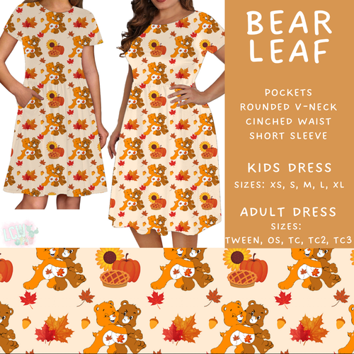 Batch #409 - Character Fall 2 - Closes 9/8 - ETA late October - Bear Leaf Womens & Girls Dresses