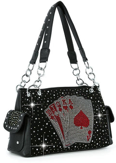 All In Rhinestone Playing Cards Handbag