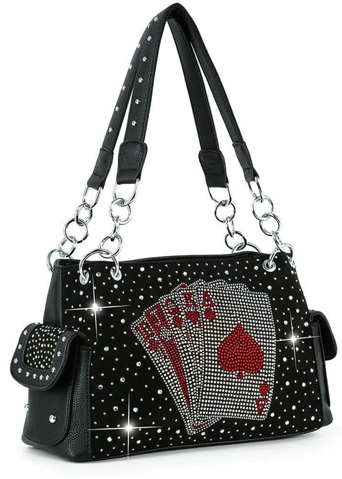All In Rhinestone Playing Cards Handbag