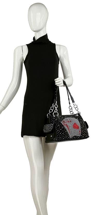 All In Rhinestone Playing Cards Handbag