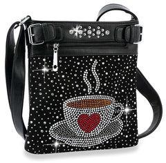 Rhinestone Coffee Cup Crossbody Sling - Crossbody Bags- Purses