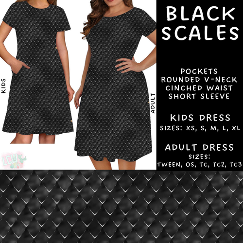 Batch #223 - Black Friday - Closes 10/18 - ETA mid Nov - Black Scales Adult & Kids Dresses