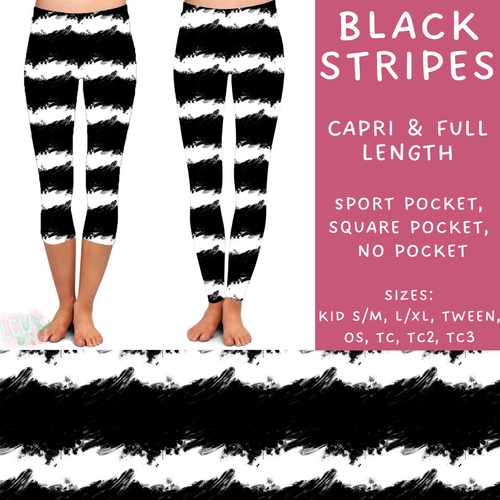 Batch #223 - Black Friday - Closes 10/18 - ETA mid Nov - Black Stripes Full and Capri Length Leggings