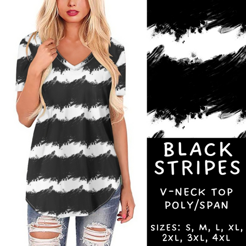 Batch #223 - Black Friday - Closes 10/18 - ETA mid Nov - Black Stripes V-Neck Tee