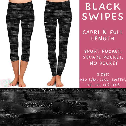 Batch #223 - Black Friday - Closes 10/18 - ETA mid Nov - Black Swipes Full and Capri Length Leggings