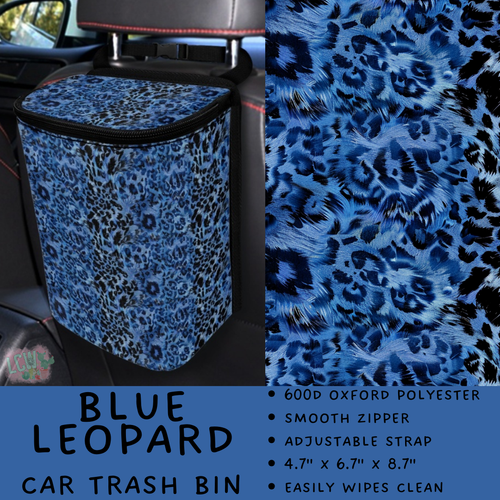 Batch #423 - Car Accessories - Closes 10/2 - ETA mid/late Nov - Blue Leopard Car Trash Bin